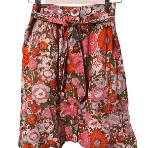 Talbots Floral Skirt With Detachable Tie Belt Size Small Petite